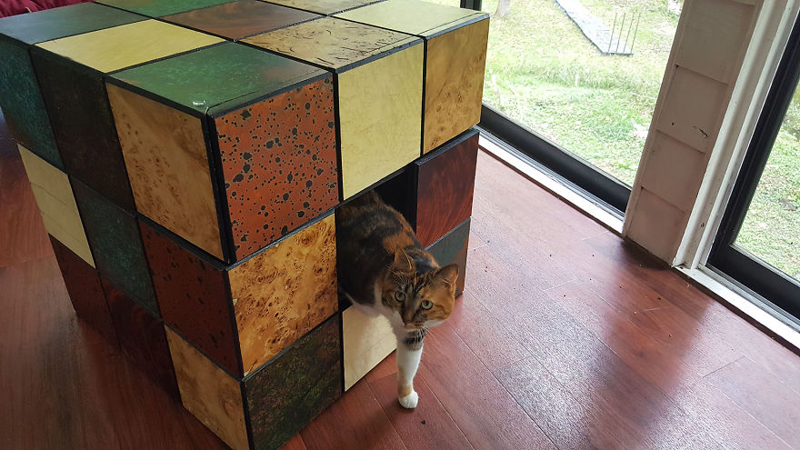 We Built A Rubik's Cube Bed For Our Cat