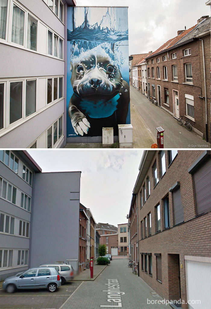 Diving Dog Mural, Mechelen, Belgium