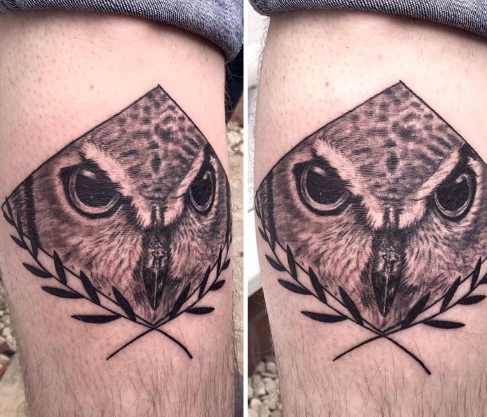 Owl hand tattoo 