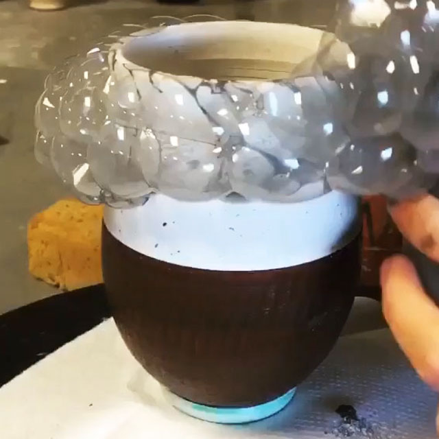 This Artist Uses Bubbles For Painting Her Pottery