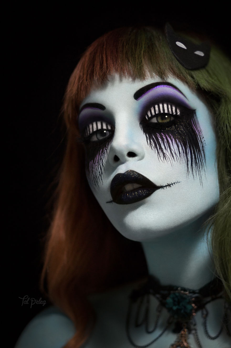 Or you can go full face like this Tim Burton inspired look