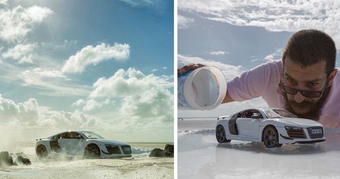 Audi Asks Photographer To Photograph Their $160,000 Sports Car, He Uses $40 Miniature Toy Car Instead