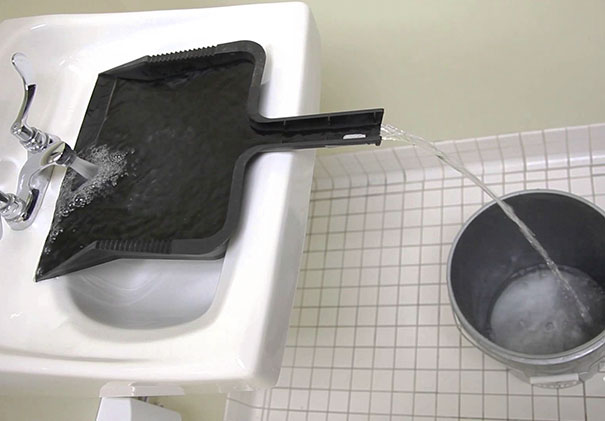 Fill Any Container That Doesn't Fit In The Sink With A Dustpan