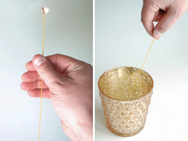 Use A Piece Of Raw Spaghetti To Light Those Hard-To-Light Candles