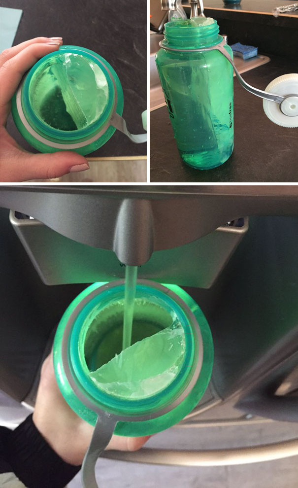 Fill Your Water Bottle Half Way, Freeze It On It's Side And Then Fill The Other Half With Water. It Will Keep Your Water Cold For Hours