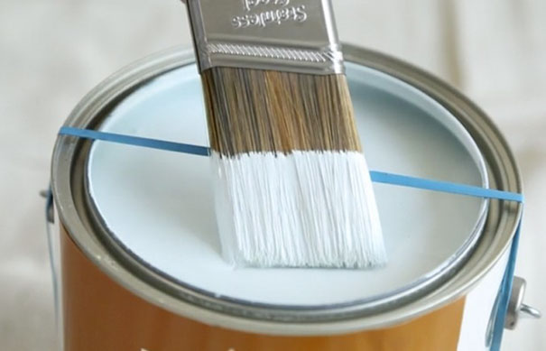 Place A Rubber Band Around An Open Paint Can To Wipe Your Brush On, And Keep Paint Off The Side Of The Can