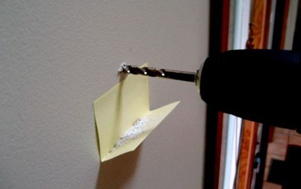 Use A Post-It Note To Catch The Dust From Drilling