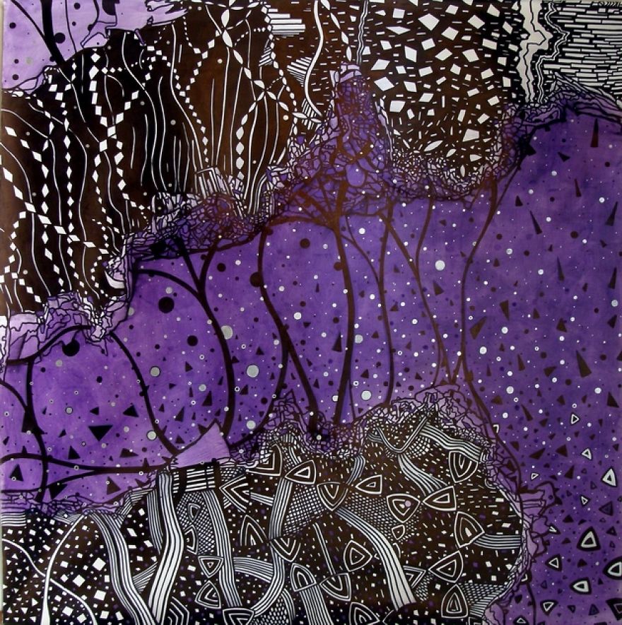 Original Abstract Art By Riccardo Ticco Capparella. Ink & Acrylics On Big Canvas