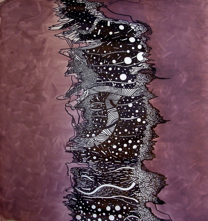 Original Abstract Art By Riccardo Ticco Capparella. Ink & Acrylics On Big Canvas