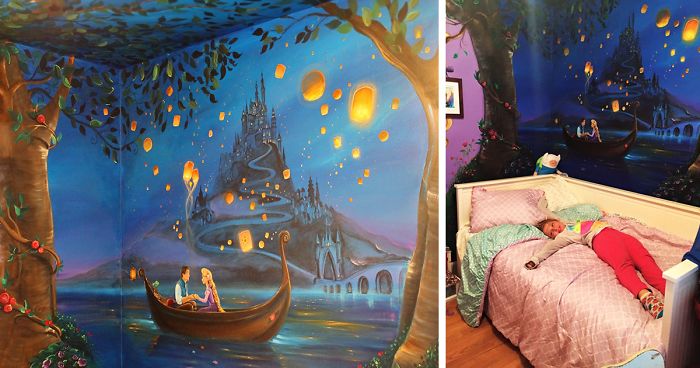 i painted a disney 'tangled' mural in my daughter's room