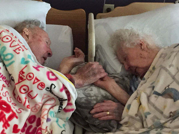 Staying Together Till The Last Beat Of The Heart: "My Grandma, 96, With My Grandpa, 100, Hours Before Her Death This Weekend. 77 Years Of Marriage"