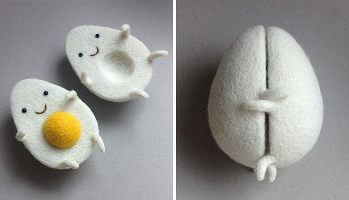 Egg Love and Other Felted Wool Sculptures By Ukrainian Artist Hanna Dovhan