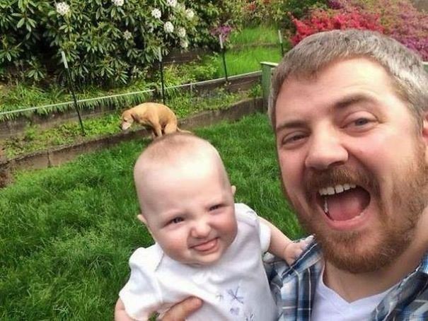 You May See A Better Selfie Of A Man, A Baby And A Dog This Month But I Doubt It