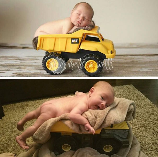 Sweet Baby In A Toy Truck. Nailed It