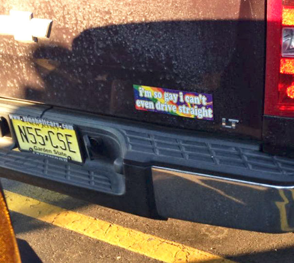 This Guy Was Swerving All Over The Roads. I Finally Caught Up To Him In A Parking Lot And Read His Bumper Sticker