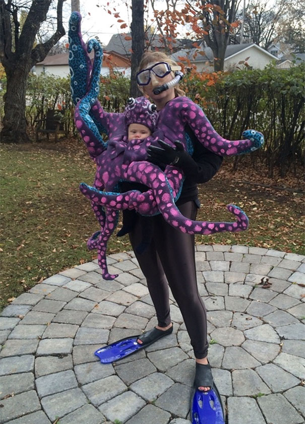 Octopus Baby And Diver Mom Costume