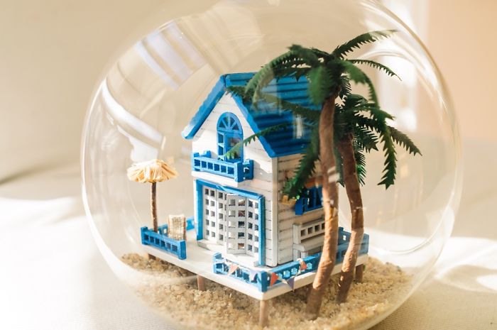 Romantic Aegean Dream House In Glass Ball Diy