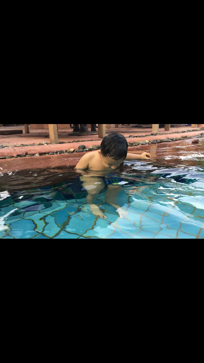 When You Try To Teach How To Swim But Baby Thinks The Pool Is A Drinking Mug