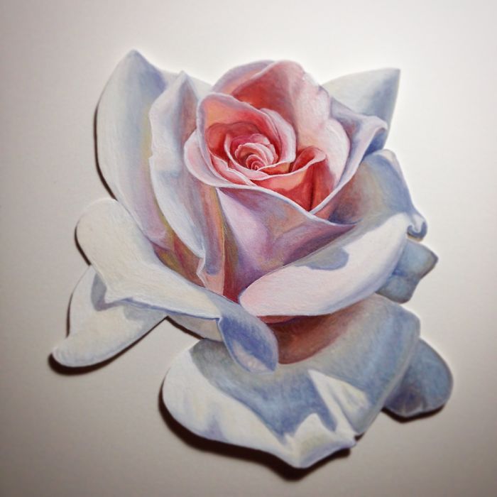 Rose Cut Paper Painting