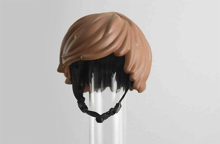 Someone Made A Real-Life LEGO Hair Bike Helmet That Turns You Into A LEGO Figure