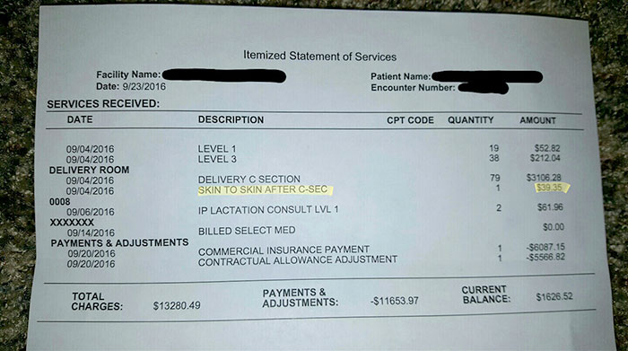 Mom Gets Charged Extra $39.35 To Hold Her Baby After Giving Birth