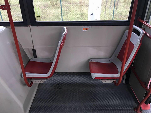 Bus seats next to each other
