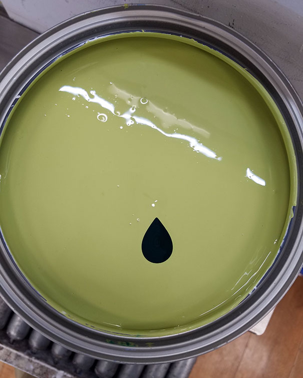 Dispensed Some Dark Green Paint Into A Gallon And Made A Perfect Tear Drop