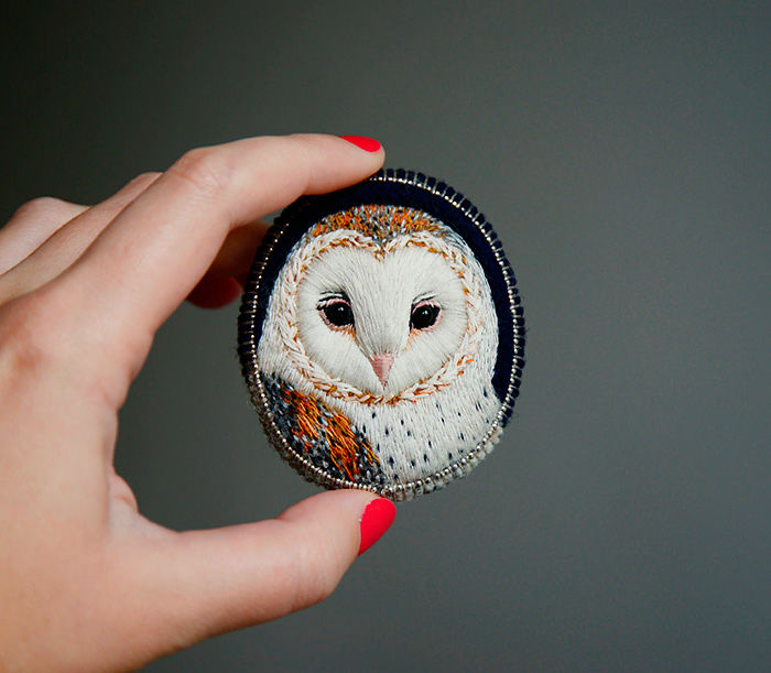 Embroiderred Owl Brooch