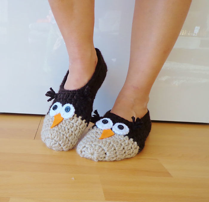 Crochet Owl Slippers