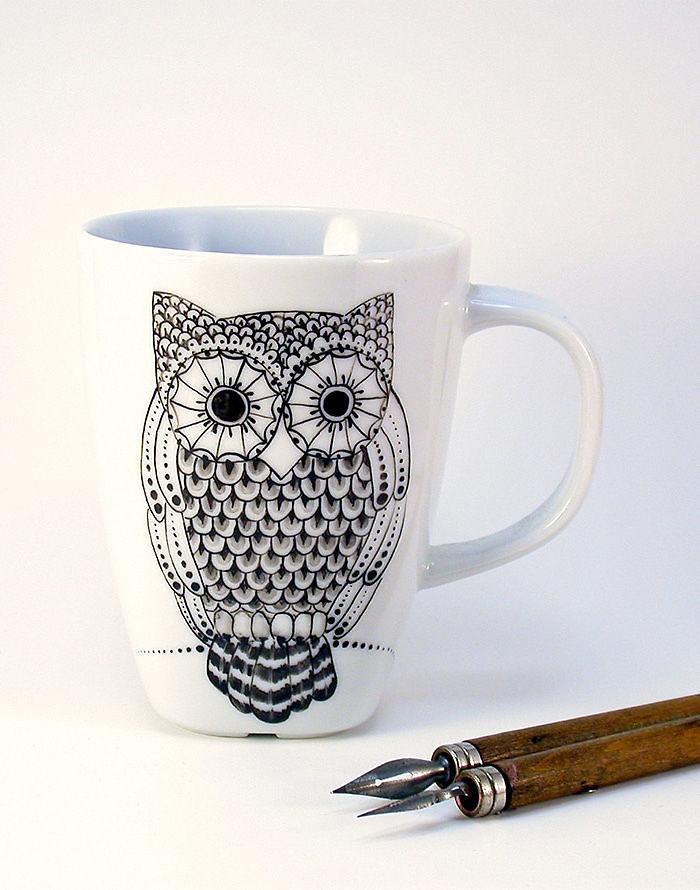 Handpainted Owl Mug