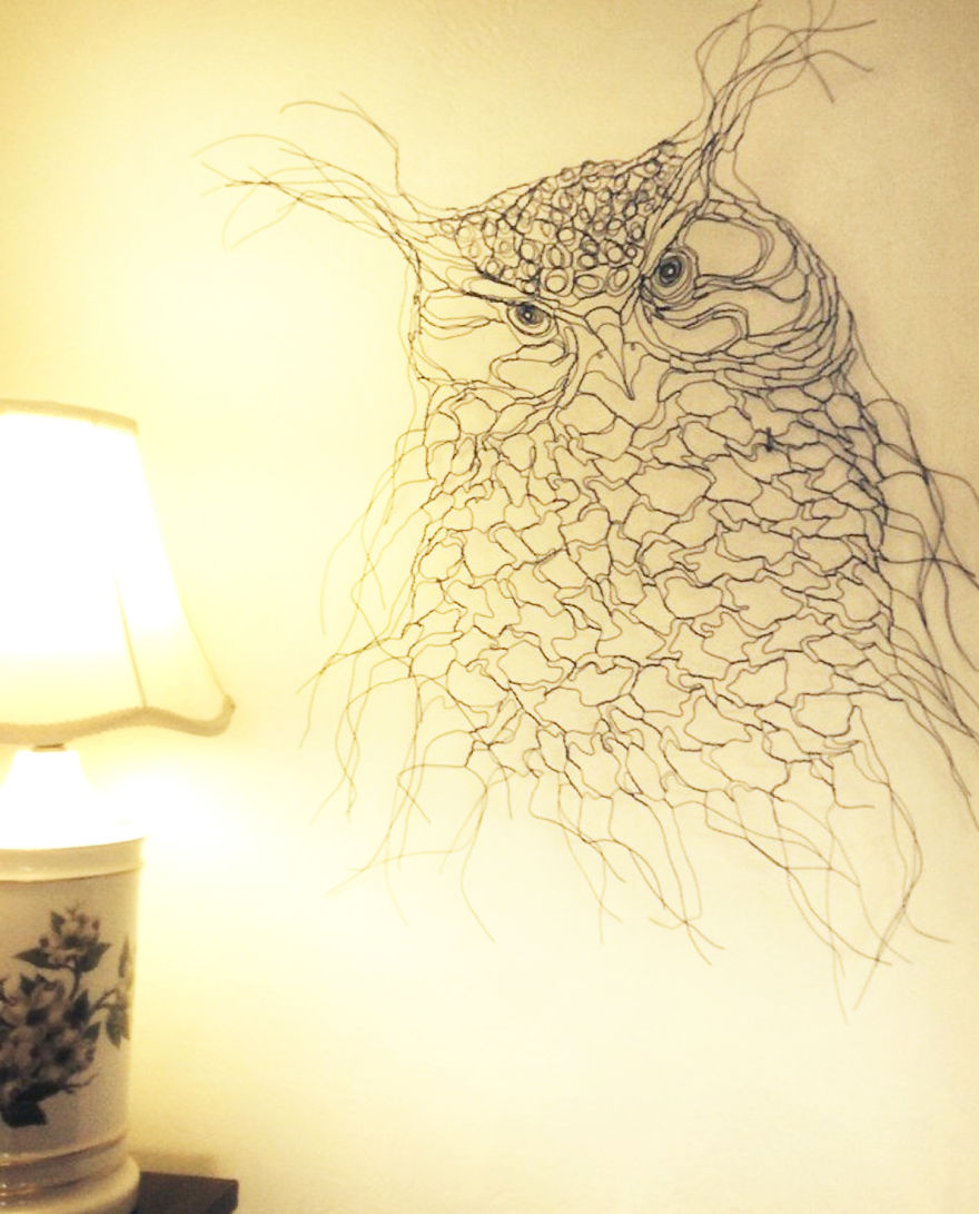 I Made This Owl Spirit Wire Wall Art, Twisting Strands Of Wire By Hand