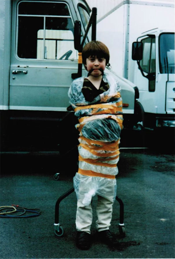 10-Years-Old Daniel Radcliffe Playfully Getting What He Deserved After Running Around And Spraying Everybody With Water Pistol On The Set Of David Copperfield