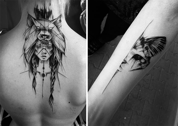 Polish Tattoo Artist Shows The Beauty Of Imperfection With Her Sketch Tattoos (101 Pics)