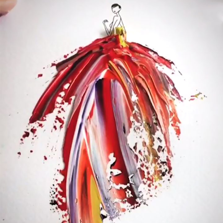 Fashion Illustrator Designs Spontaneous Dresses Using Paint And Water Drops