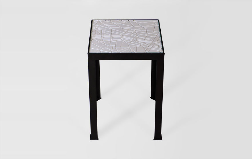 I Did A Collection Of Coffe Table In Marble With City Plan Carved On It