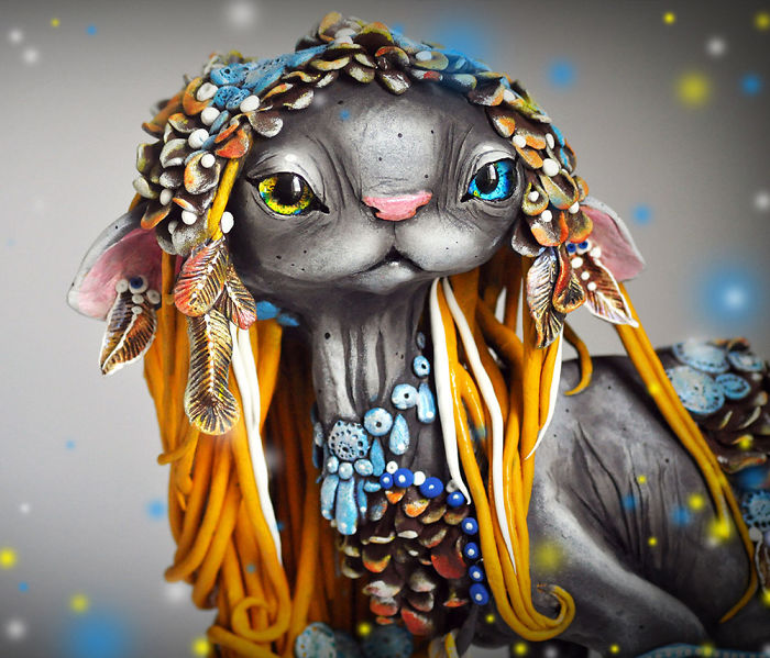 Russian Artist Combines Fantasy And Rasta Elements To Create Magical Cats