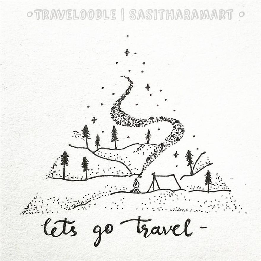 I Create Minimal Doodles About Traveling