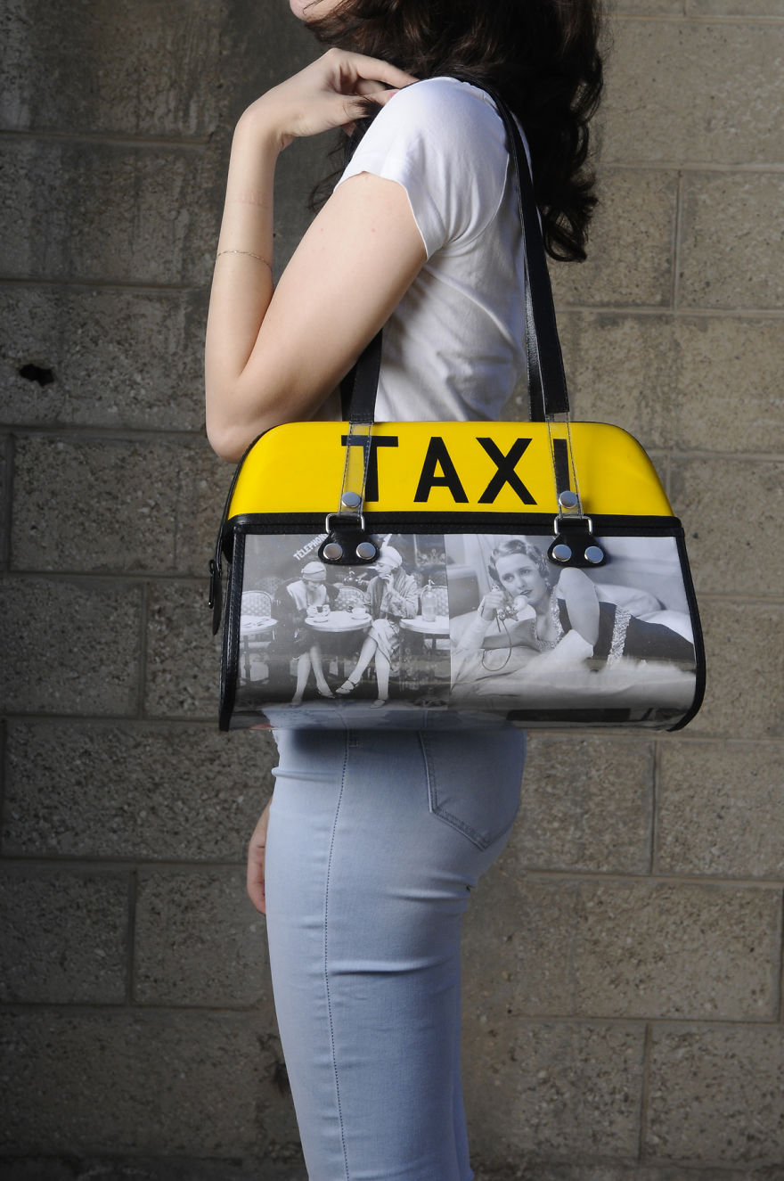 This Upcycled Handbag Is Made Out Of Taxi Top Light