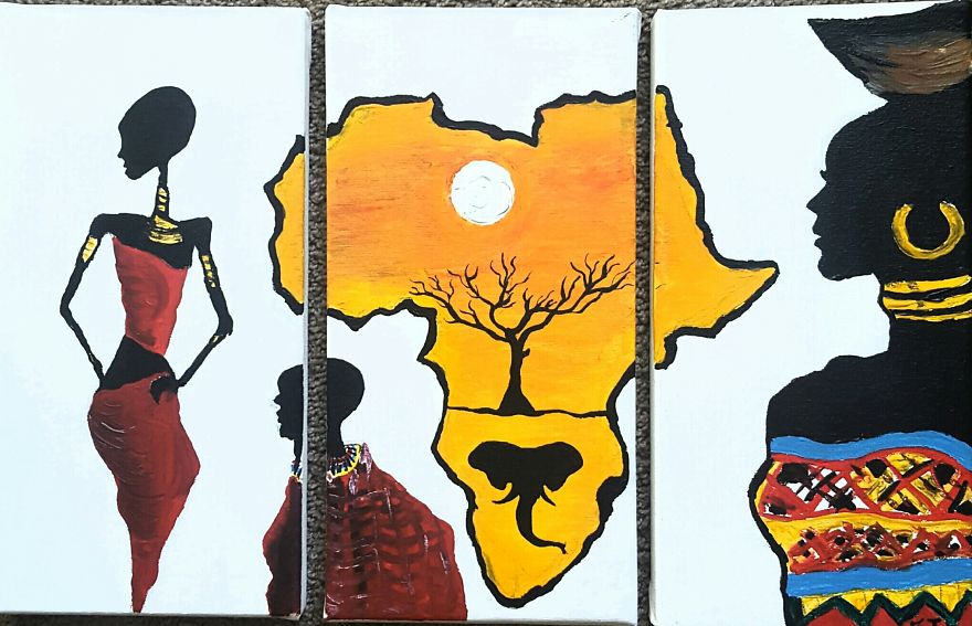 3 Piece Cultural Painting I Did. (first Time Painting) 3 Piece Cultural Painting I Did. (first Time Painting)