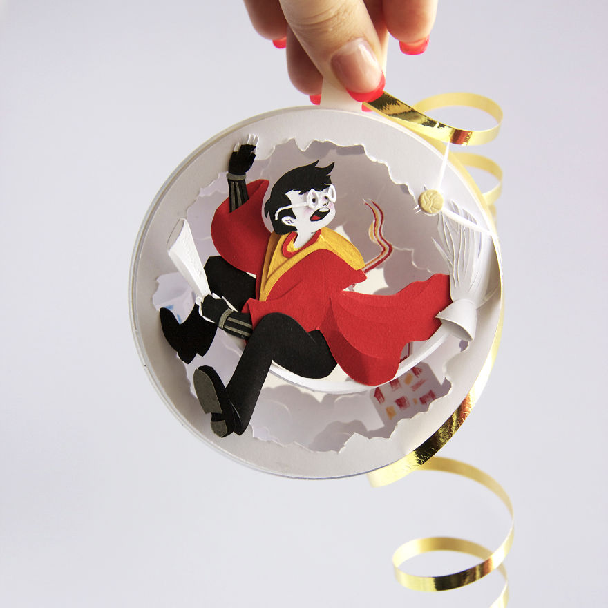 I Made A Series Of Paper Cut Christmas Decorations Inspired By Harry Potter