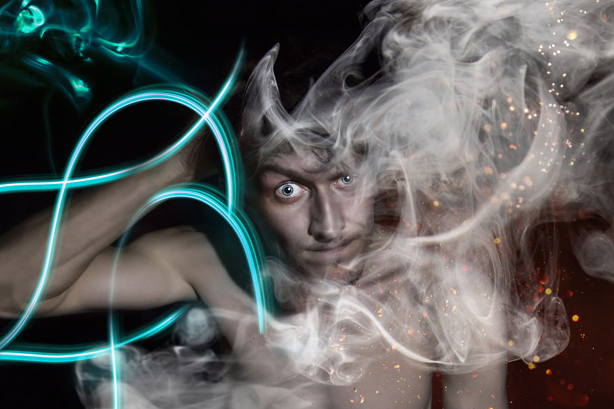 A Band's Photoshoot Was Done Combining Light Painting And High-Speed Photography Techniques