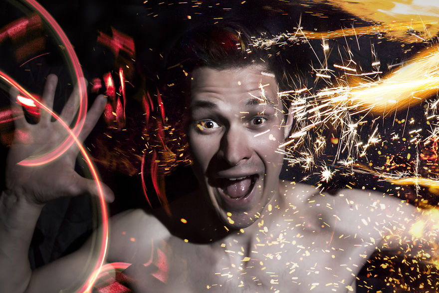 A Band's Photoshoot Was Done Combining Light Painting And High-Speed Photography Techniques