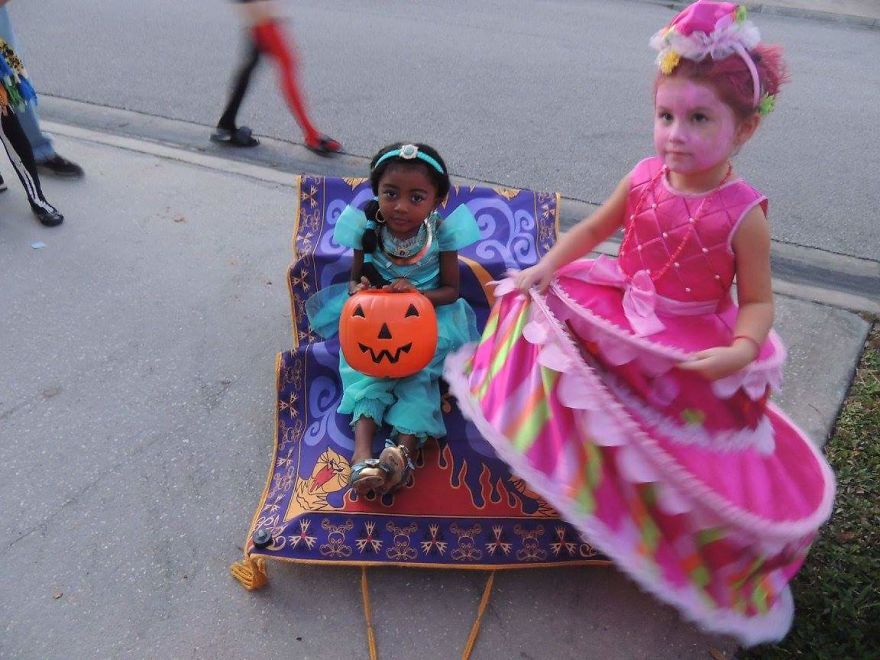 Averie Aka Princess Jasmine And Her Tiger Rajah On The Magic Carpet Ride.