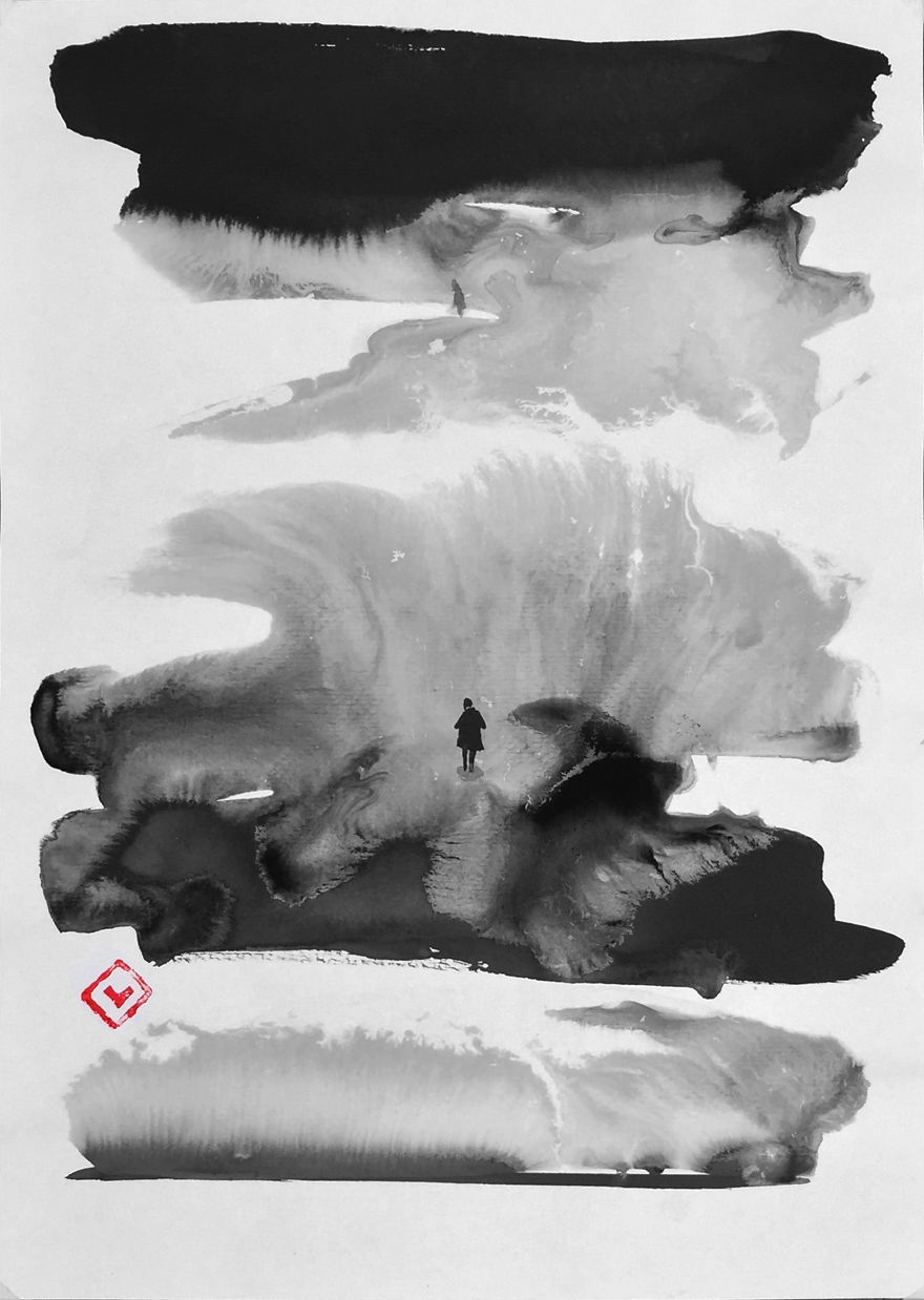 I Create Black Ink Surrealistic Drawings