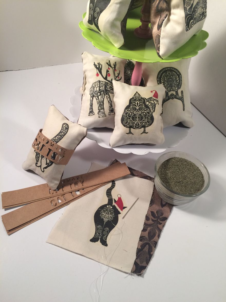 Cute Catnip Cat Toys With My Illustrations On Them