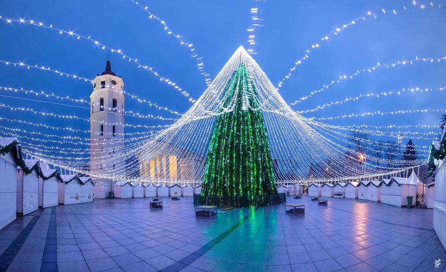 Unique Christmas Tree Illuminated By 50,000 Lightbulbs Opens Festive Season In Vilnius