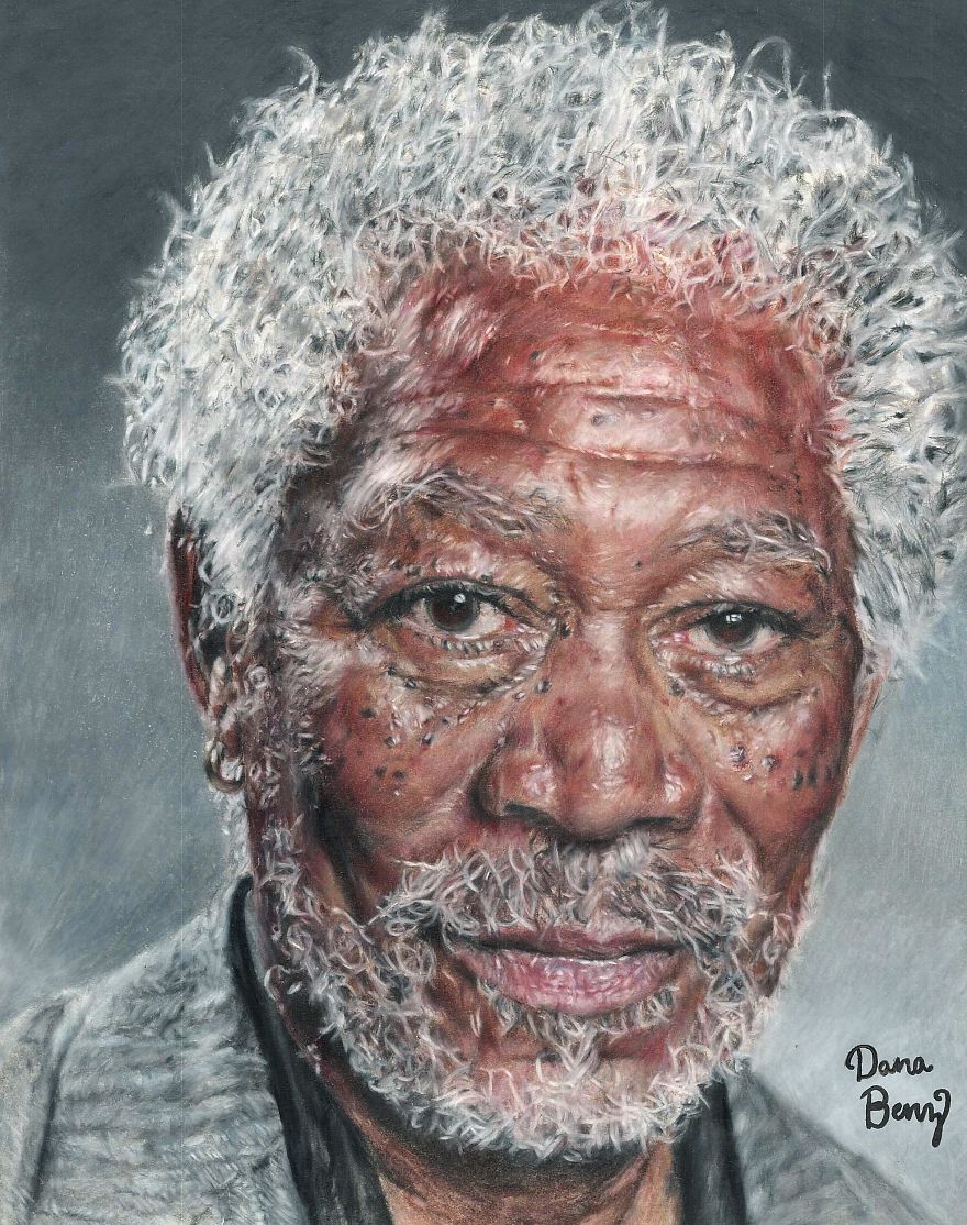 I Made This Morgan Freeman Portrait With Colored Pencils