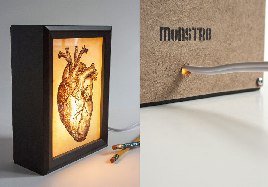 Handmade Lightboxes By Munstre, Vintage Styled & Backlit With Warm Led's