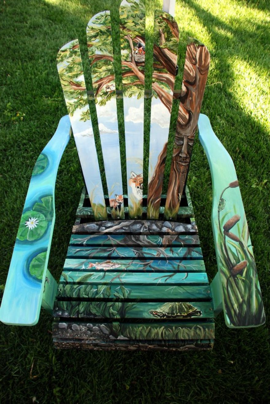 I Paint Vibrant Landscapes On Boring Patio Chairs