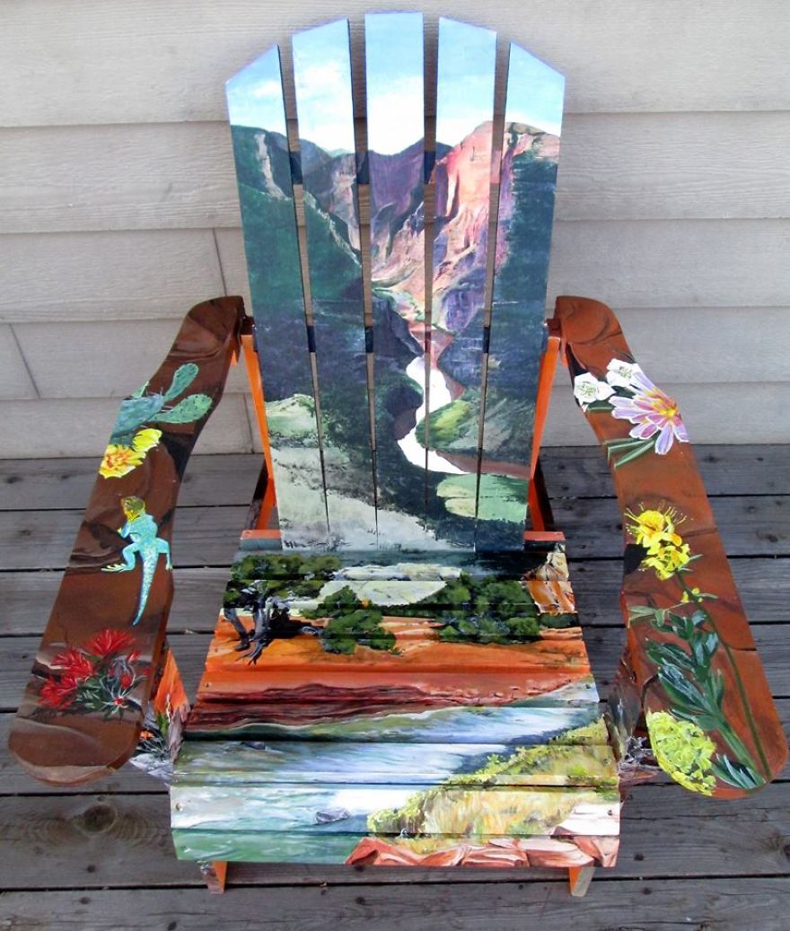 I Paint Vibrant Landscapes On Boring Patio Chairs